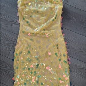 Windsor Yellow Sequin Strapless Mini